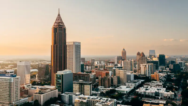Atlanta skyline at sunset