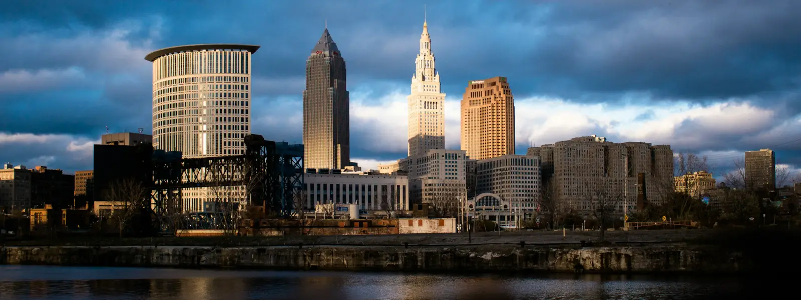 Cleveland skyline over the river