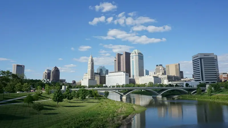 Columbus skyline above the Scioto River
