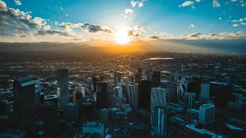 Denver skyline at sunset
