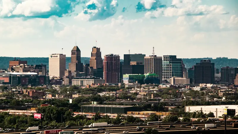 Newark skyline on a sunny day