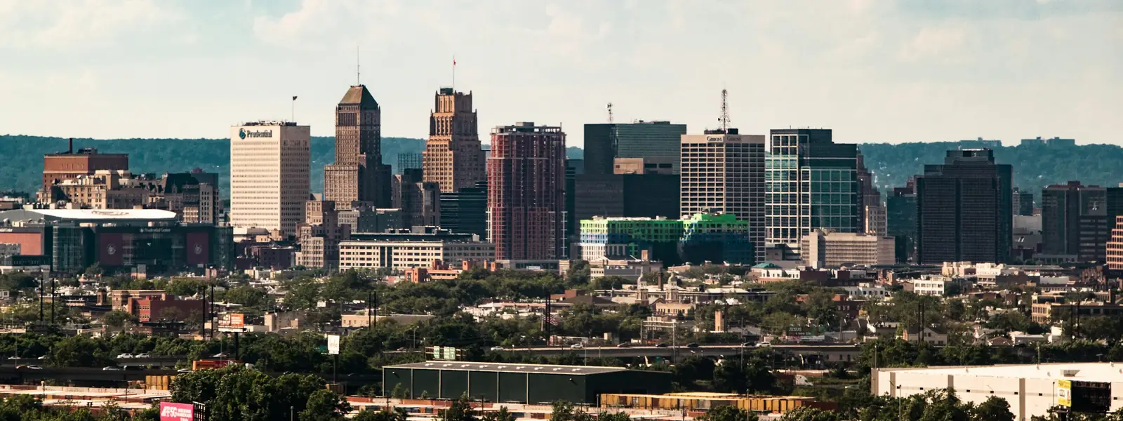 Newark skyline on a sunny day