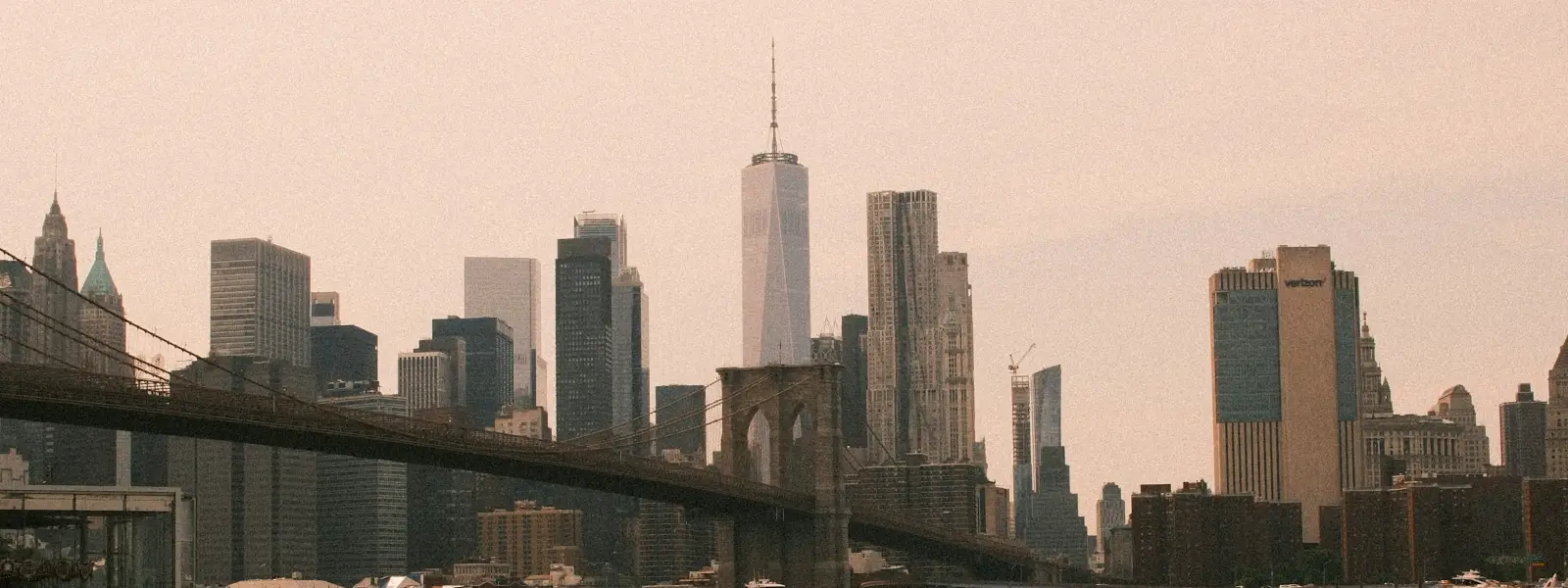 New York City skyline with the Brooklyn Bridge