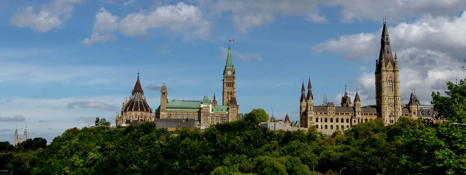 Parliament Hill in Ottawa above the river