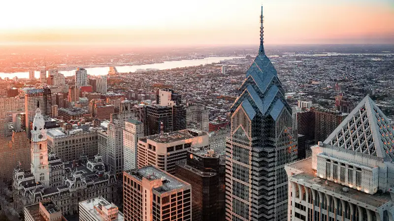 Philadelphia skyline in the early morning
