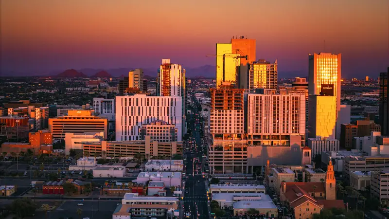 Downtown Phoenix at sunset