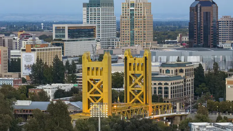 Downtown Sacramento with the Tower Bridge