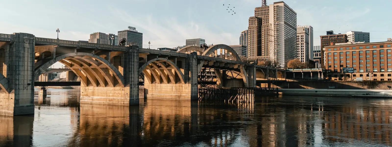 Downtown Saint Paul and a bridge over the Mississippi River