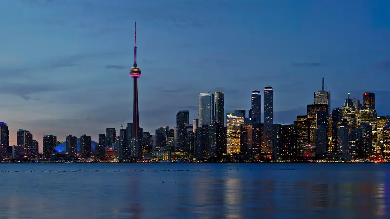 Toronto skyline and the CN Tower at night